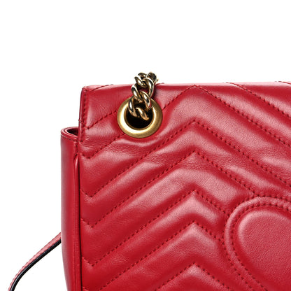 Gucci Calfskin Matelasse Small GG Marmont Shoulder Bag Hibiscus Red 19 of 20
