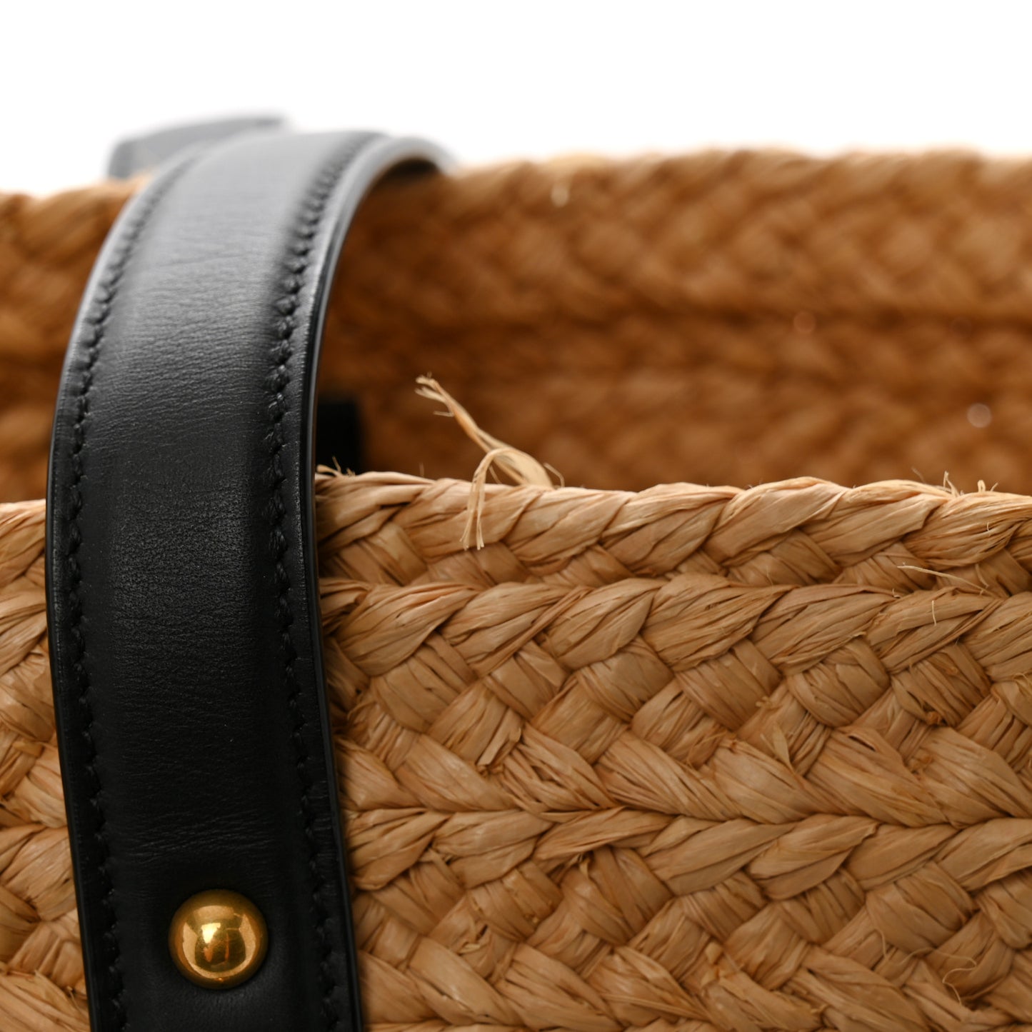 Raffia Calfskin Caged Tote Naturale Black