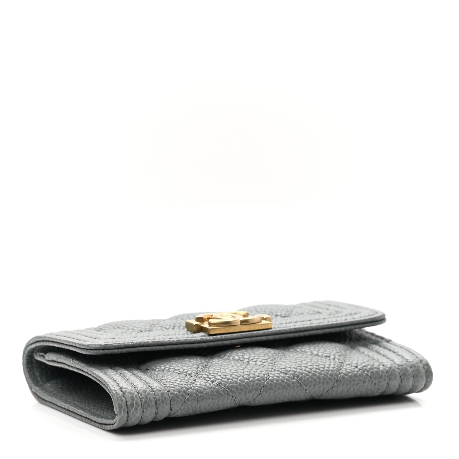Chanel Caviar Quilted Boy Flap Card Holder Grey 4 of 9