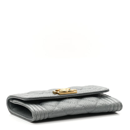 Chanel Caviar Quilted Boy Flap Card Holder Grey 4 of 9