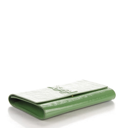 Saint Laurent Textured Patent Large Belle De Jour Clutch Green 4 of 7