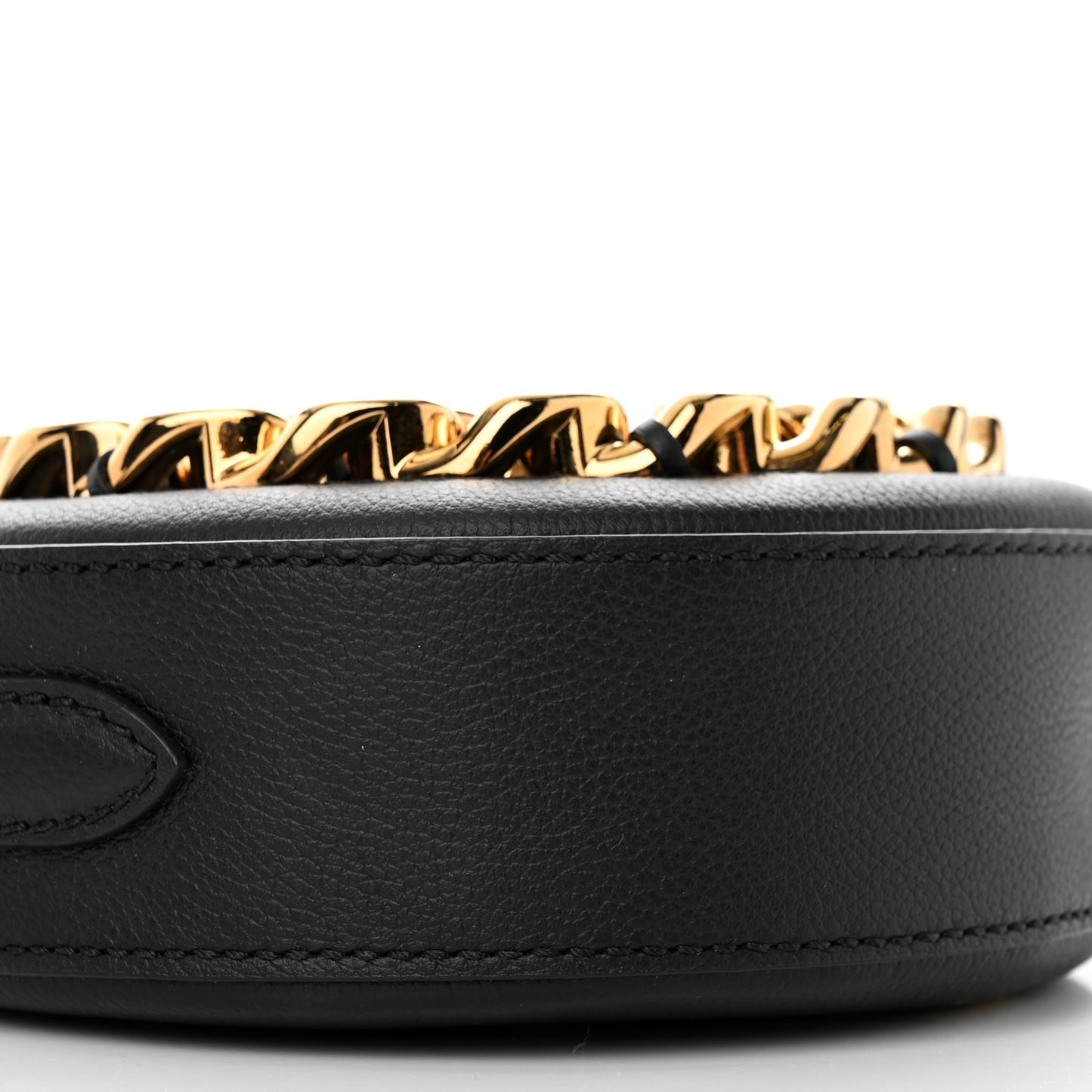Calfskin Mini La Medusa Chain Round Crossbody Bag Black