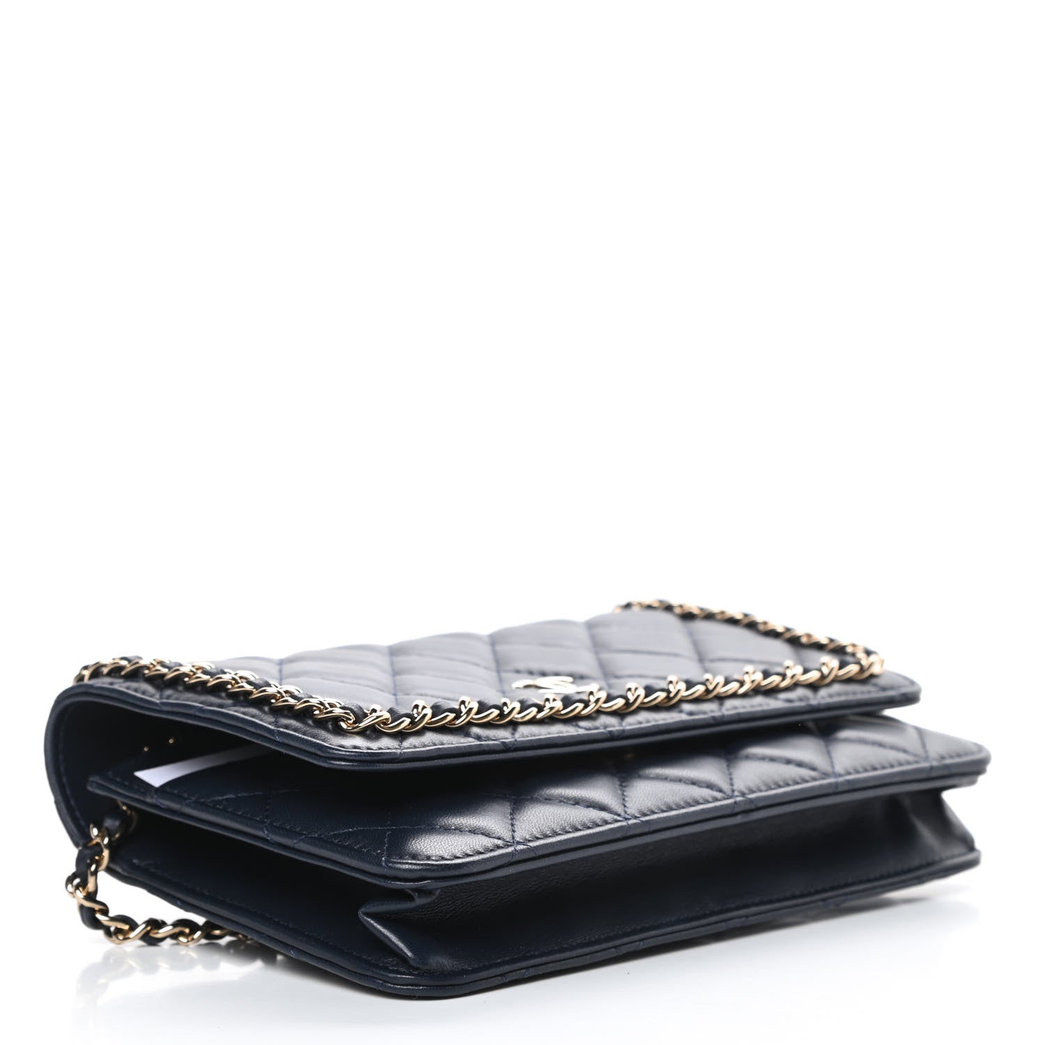 Chanel Lambskin Quilted Chain Around Wallet On Chain WOC Navy Blue 4 of 13