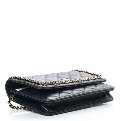 Chanel Lambskin Quilted Chain Around Wallet On Chain WOC Navy Blue 4 of 13