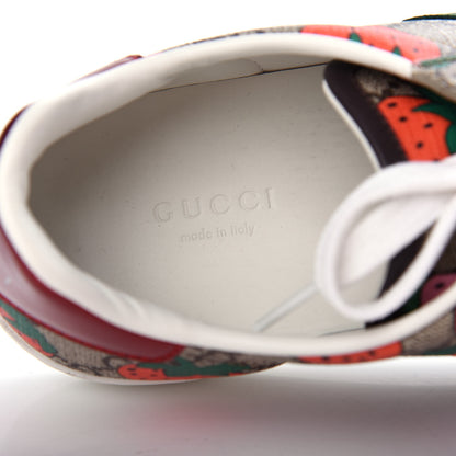 Gucci GG Supreme Monogram Strawberry Web Womens Ace Sneakers 38 Beige Multicolor Red Green 8 of 11
