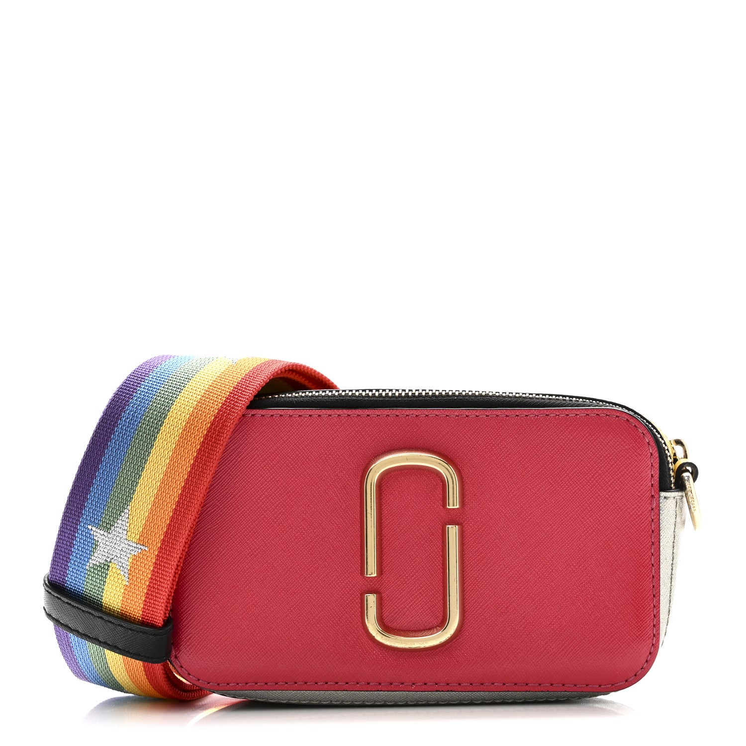 Marc Jacobs Saffiano Rainbow Strap Color Block Small Snapshot Camera Bag Pink Multicolor 1 of 9