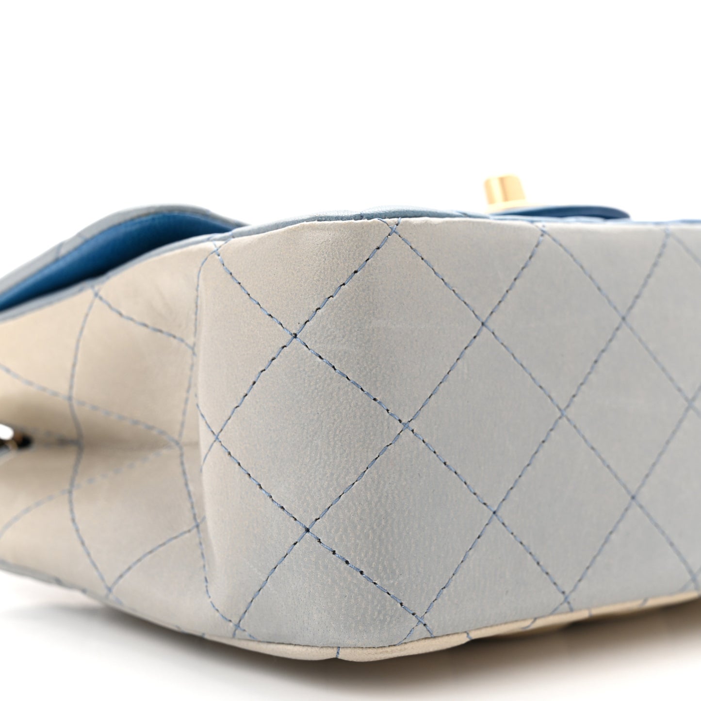 Lambskin Degrade Quilted Mini Square Flap Light Blue