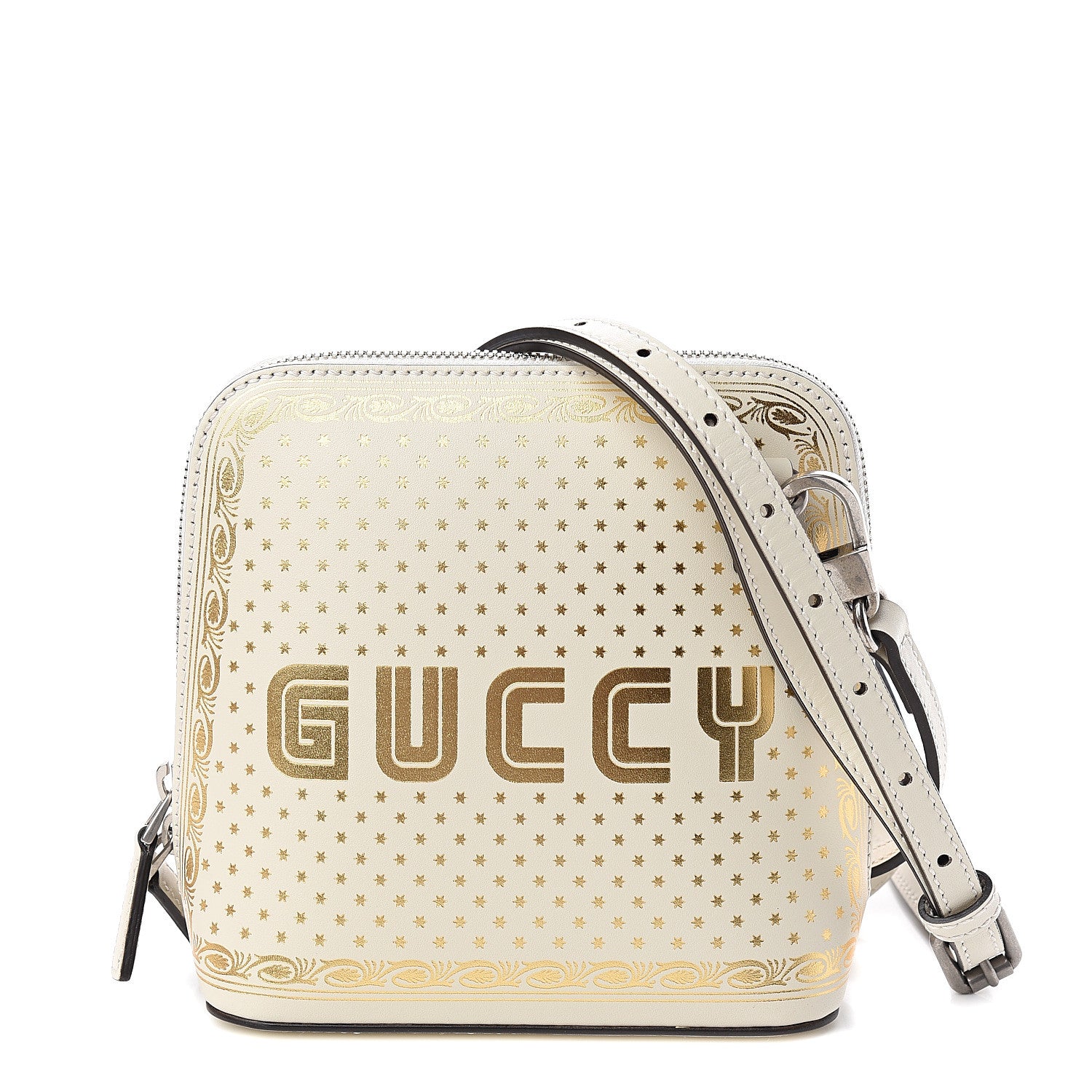 Gucci X SEGA Calfskin GUCCY Stars Mini Dome Shoulder Bag Mystic White Gold 1 of 9