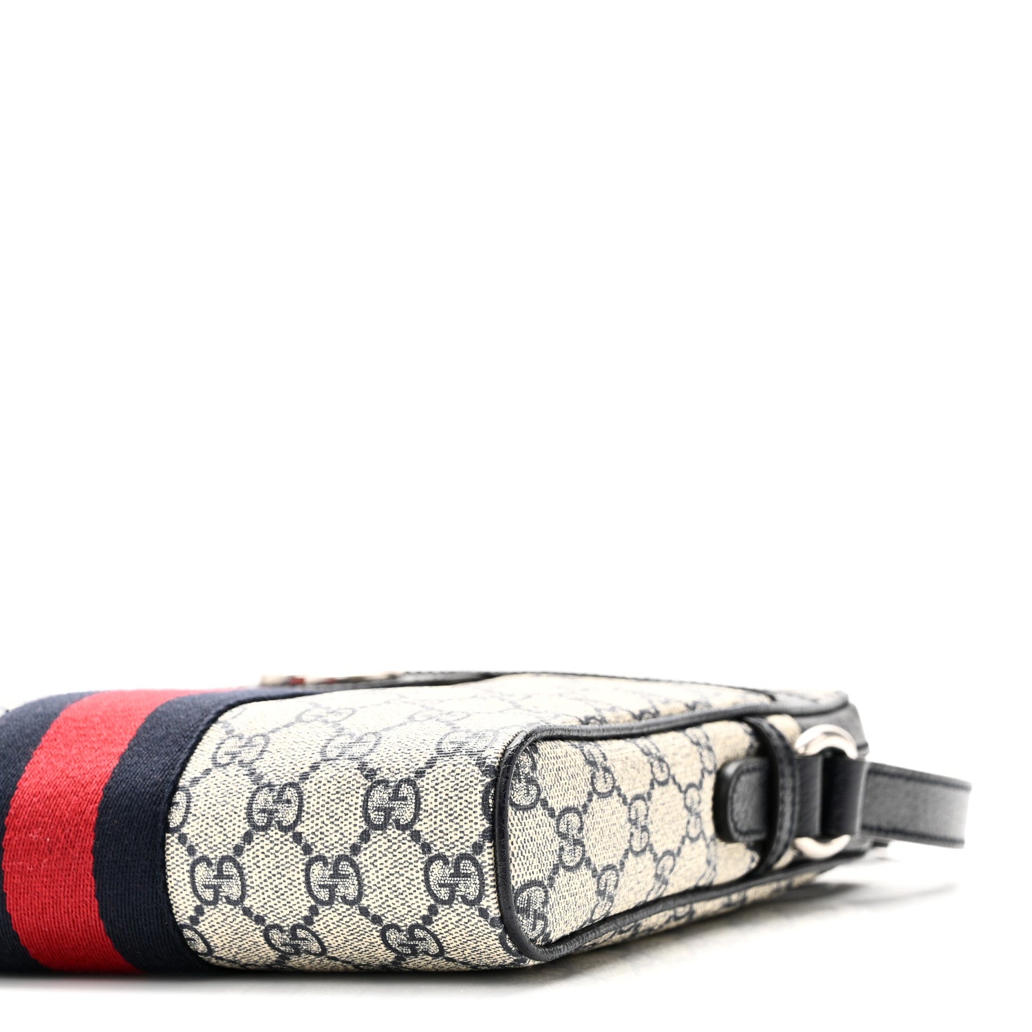 Gucci GG Supreme Monogram Textured Dollar Calfskin Web Small Ophidia Messenger Bag Beige Blue 9 of 9