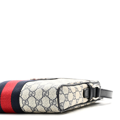 Gucci GG Supreme Monogram Textured Dollar Calfskin Web Small Ophidia Messenger Bag Beige Blue 9 of 9
