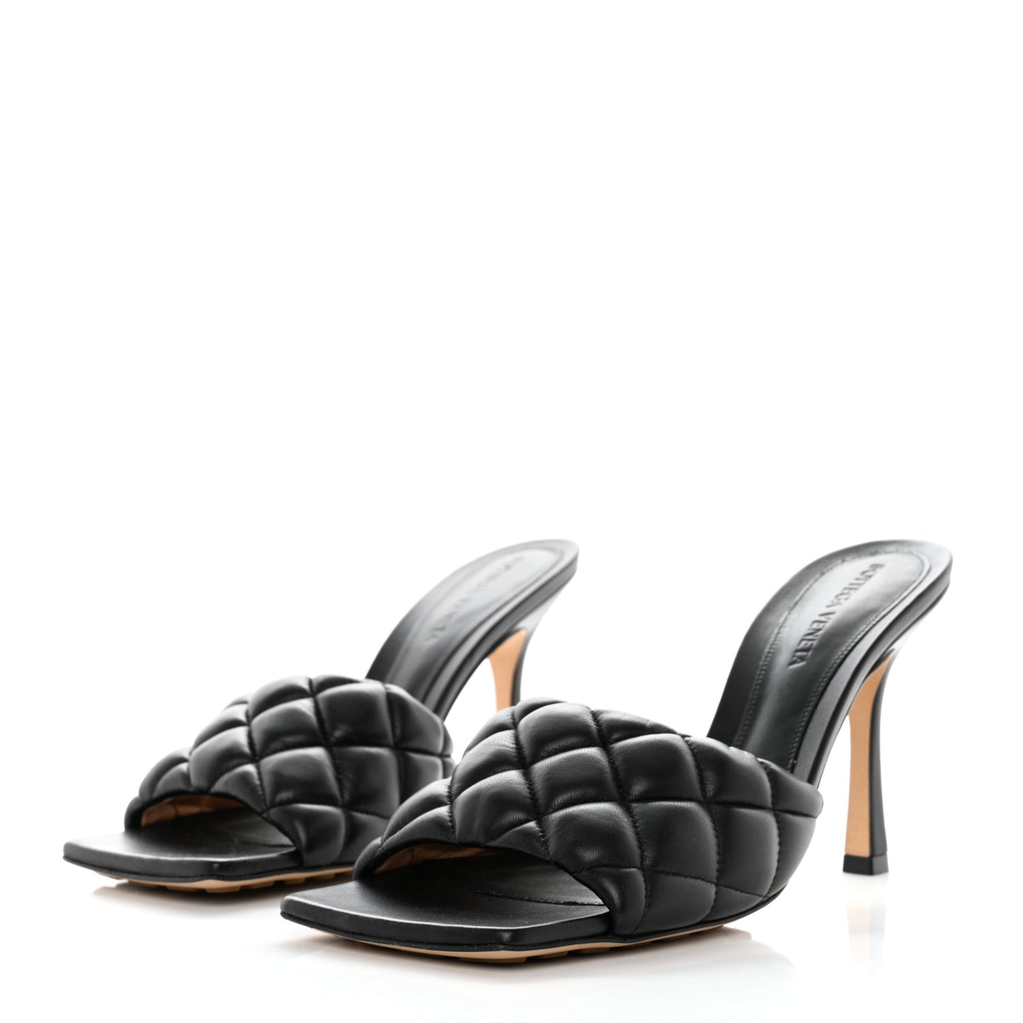 Nappa Matelasse Padded Mule Sandals 38.5 Black