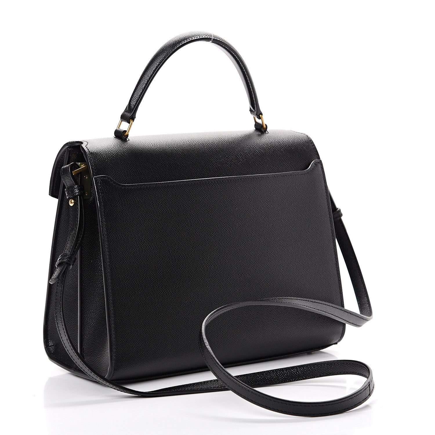 Saint Laurent Grain de Poudre Medium Classic Monogram Cassandra Top Handle Black Rouge Legion 2 of 9