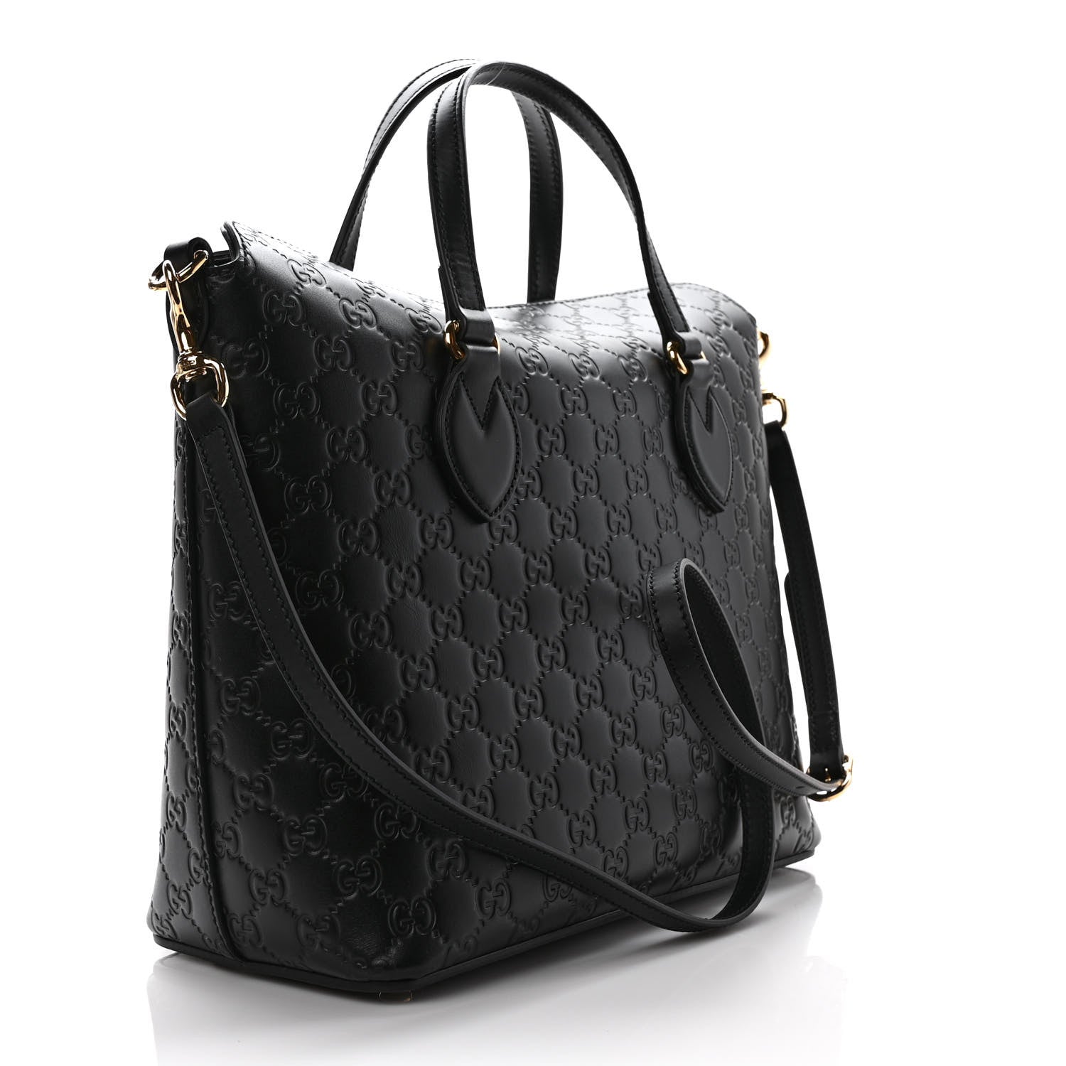 Gucci Guccissima Linea A Foldover Tote Black 3 of 9