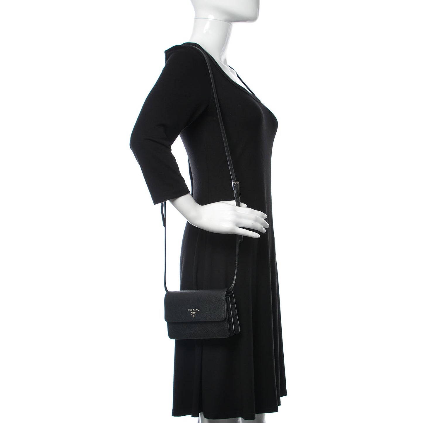 Saffiano Crossbody Wallet Black