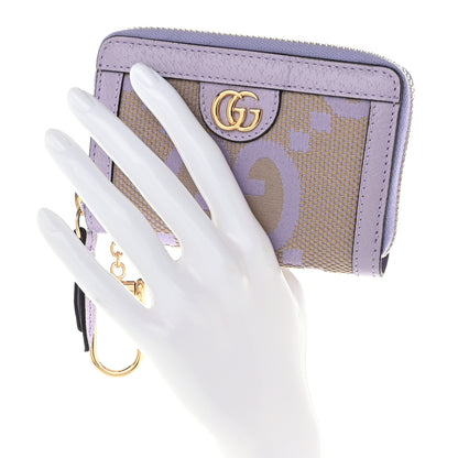 Gucci Monogram Jumbo GG Textured Dollar Calfskin Ophidia Key Card Case Beige Lapis 2 of 9