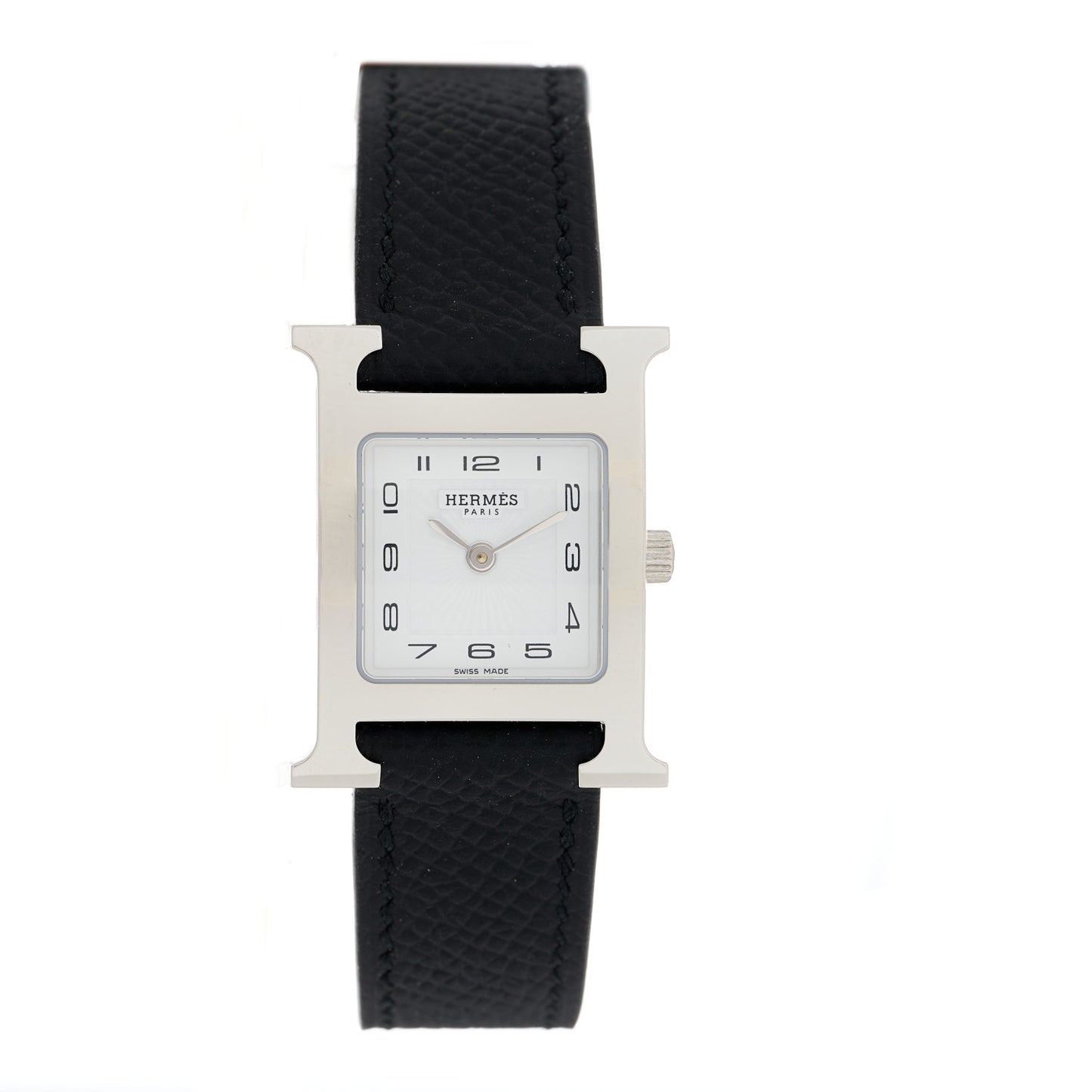 Stainless Steel Epsom 21mm Heure H Hour Quartz Watch Noir
