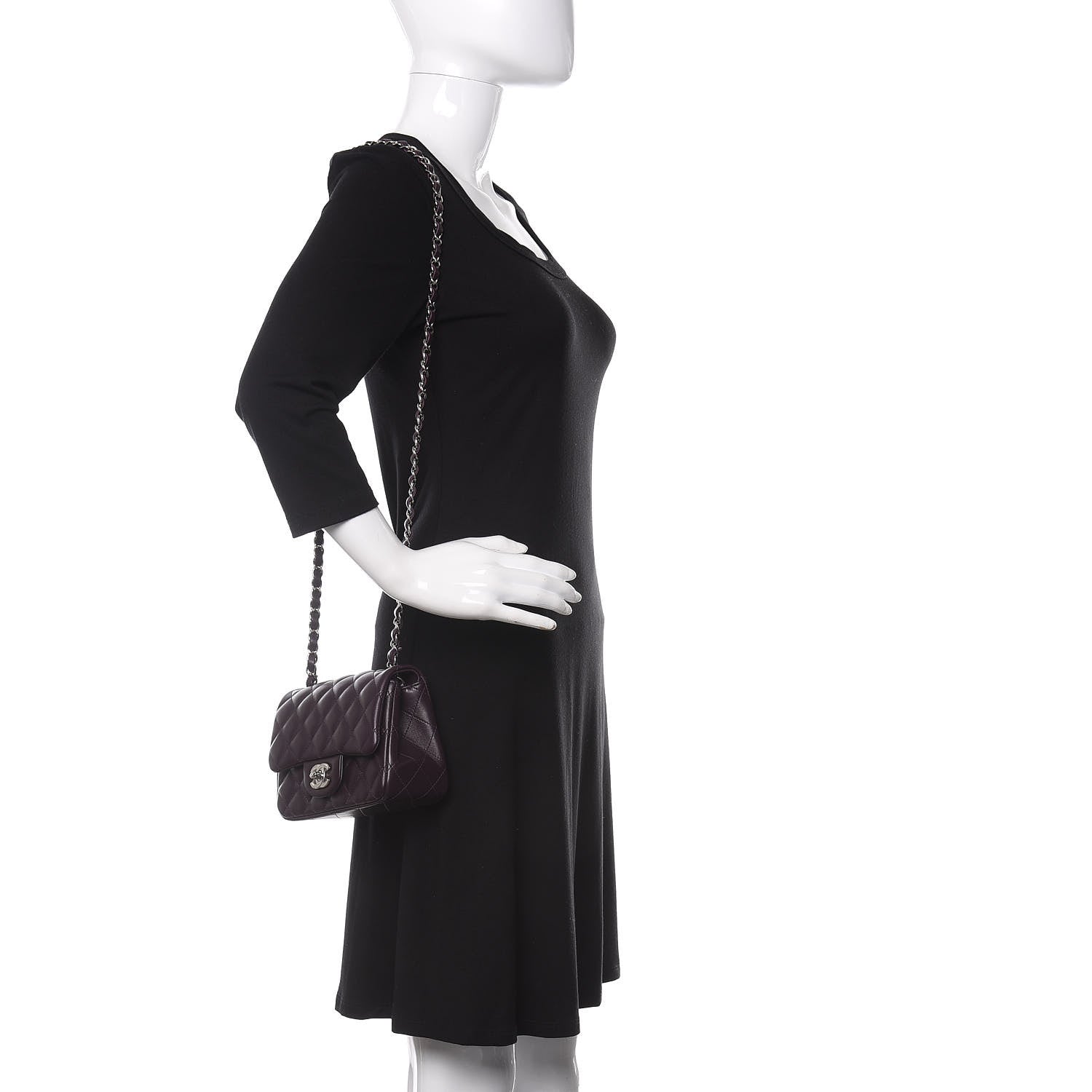 Chanel Lambskin Quilted Mini Square Flap Dark Purple 2 of 10