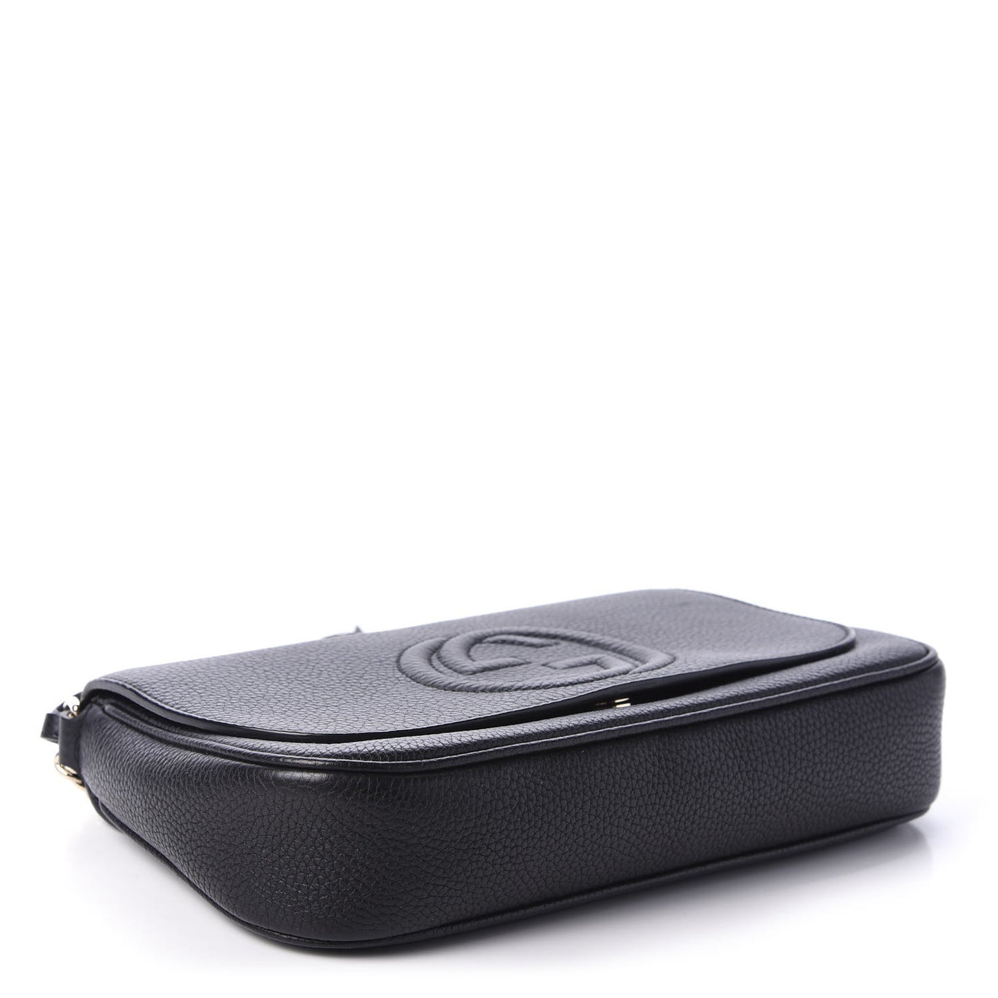 Pebbled Calfskin Medium Soho Flap Crossbody Black