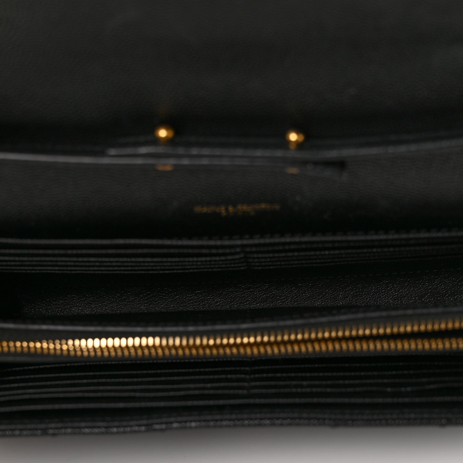 Saint Laurent Grain De Poudre Matelasse Chevron Monogram Chain Wallet Black 4 of 7