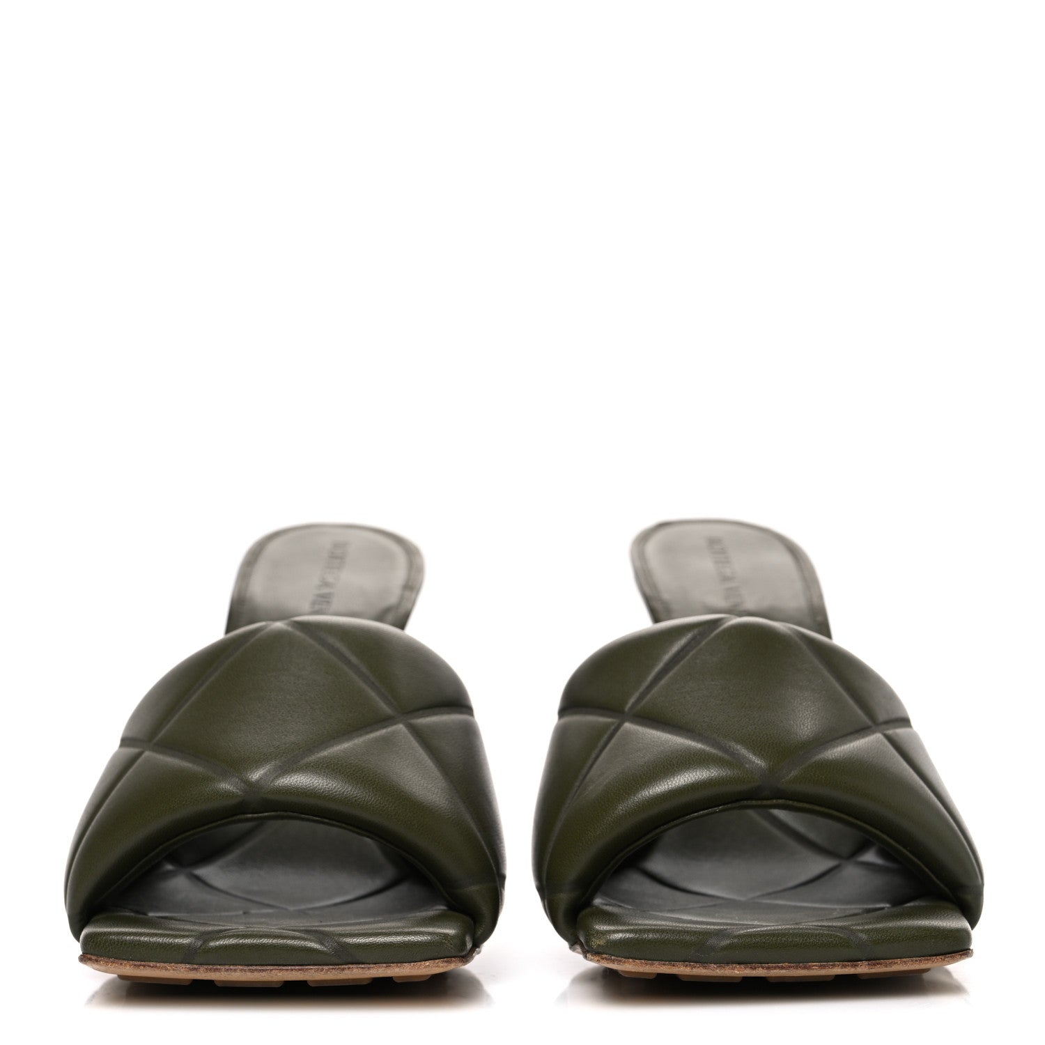 Bottega Veneta Nappa Quilted Rubber Lido Mule Sandals 39 Khaki 3 of 11