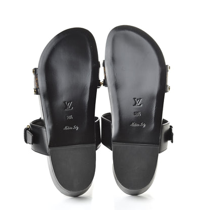 Louis Vuitton Monogram Bom Dia Mule Sandals 38.5 Black 5 of 9