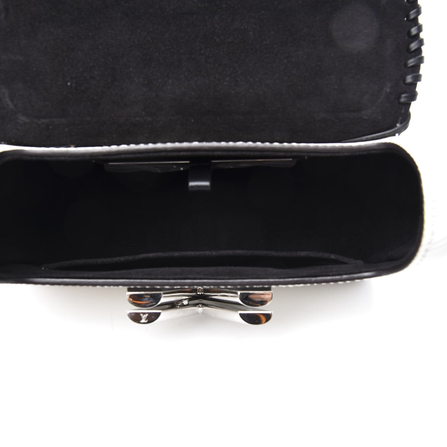 Epi Embroidered Twist Shoulder Bag PM White