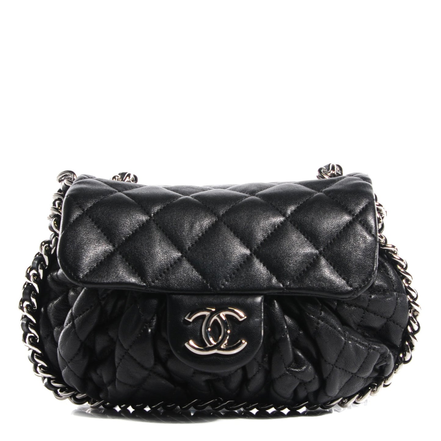 Washed Lambskin Mini Chain Around Messenger Black