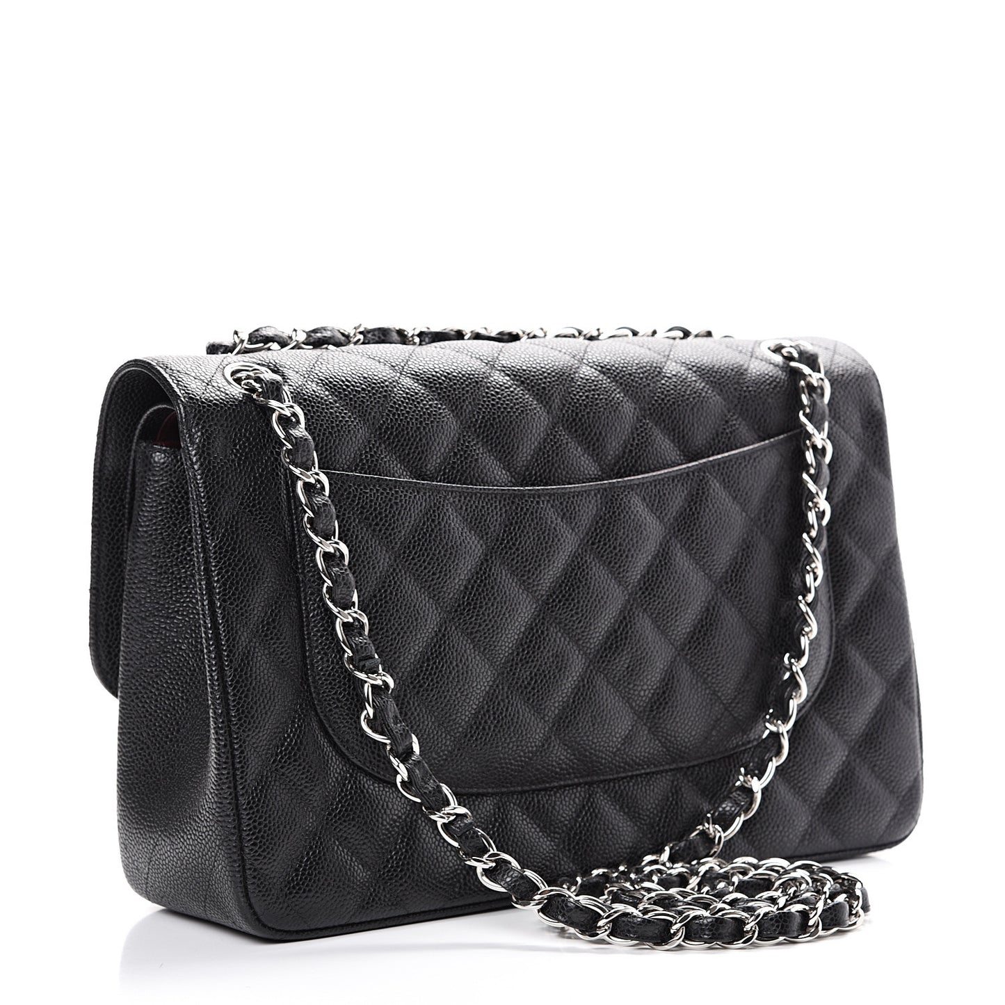 Caviar Quilted Jumbo Double Flap Black
