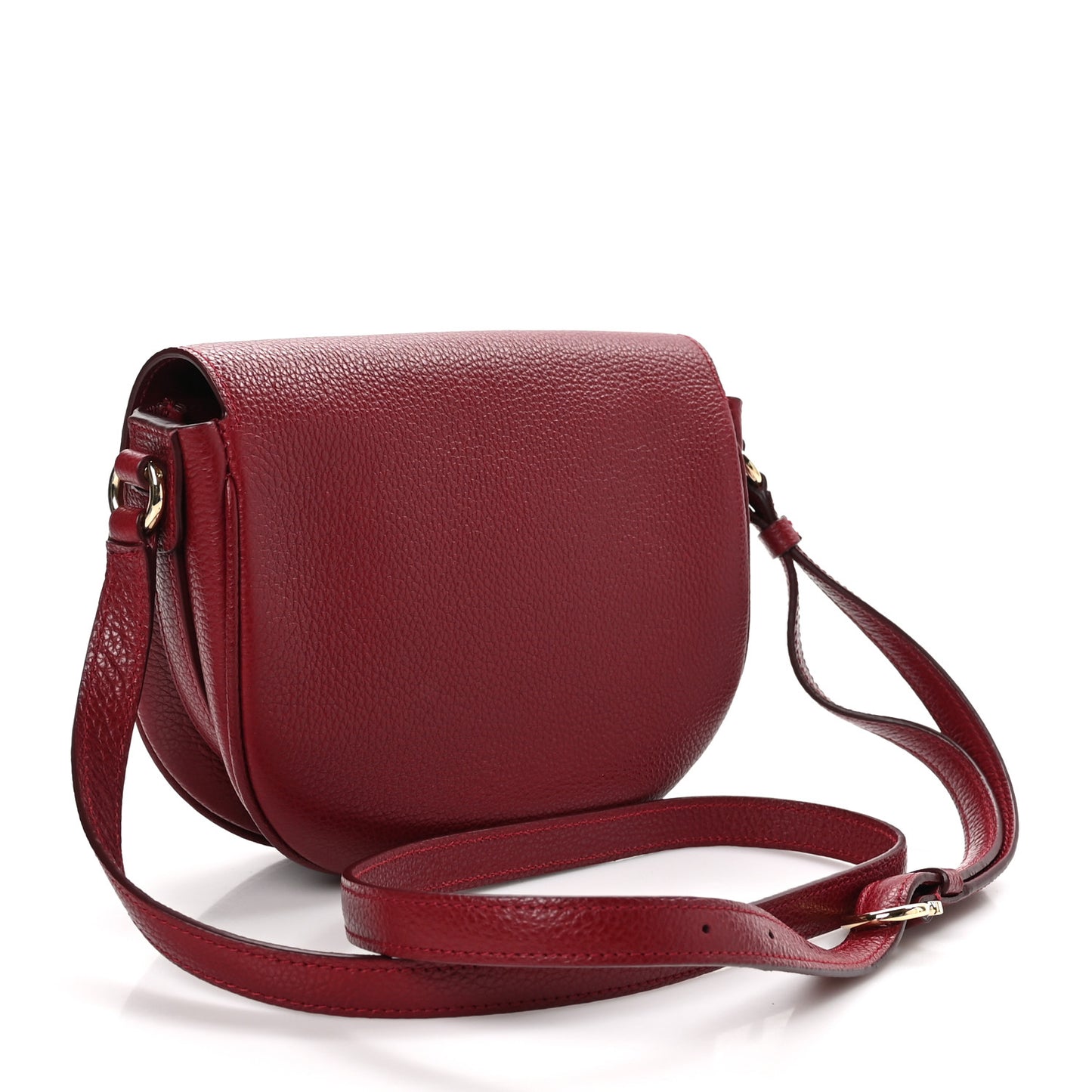 Grained Calfskin Gancini Crossbody Flap Carmine