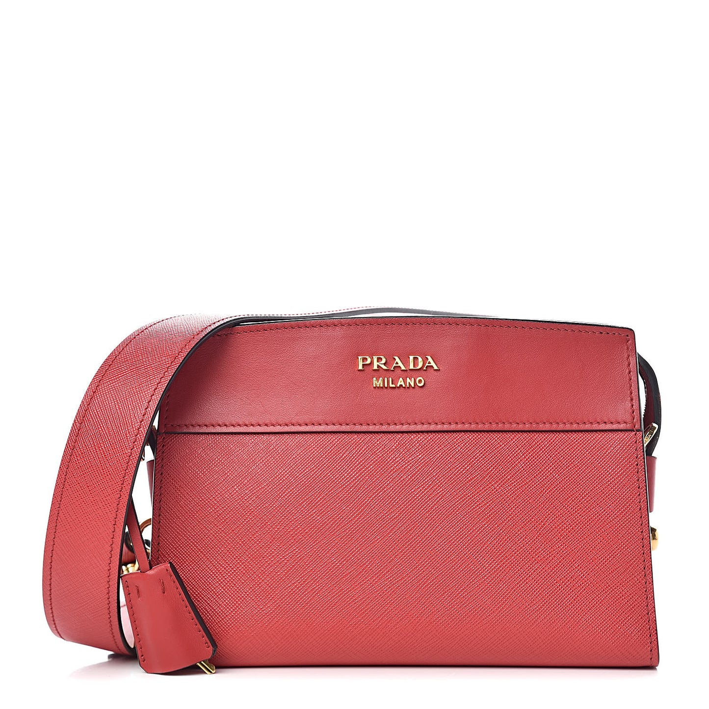 Saffiano City Calfskin Esplanade Crossbody Bag Fuoco