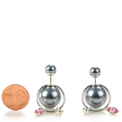 Christian Dior Pearl Crystal Mise En Dior Tribal Dangle Earrings Pink Grey 2 of 5