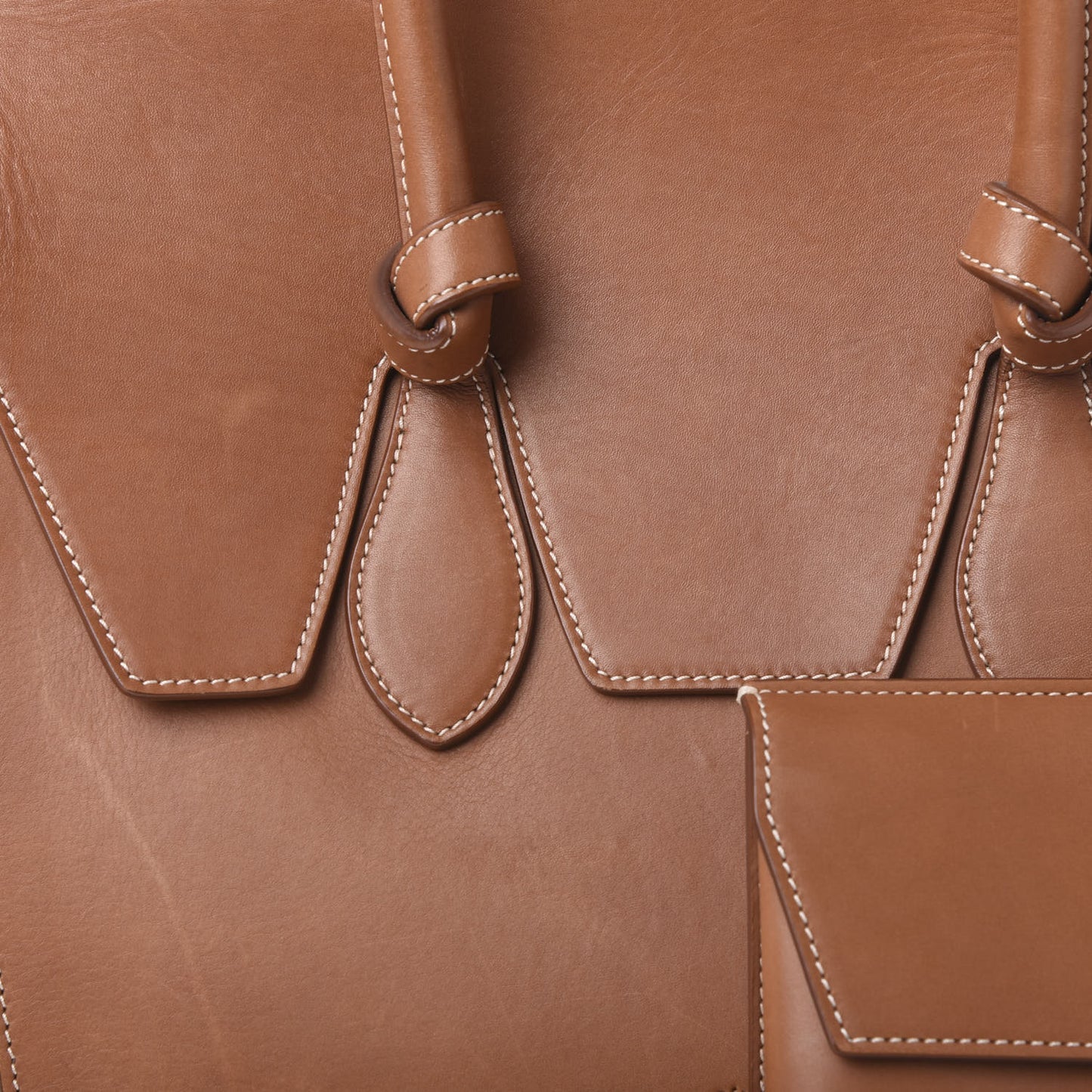 Natural Calfskin Small Tie Knot Tote Tan