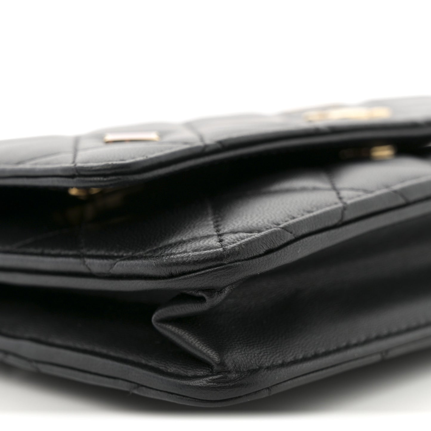 Lambskin Quilted Enamel Coco Casino Wallet On Chain WOC Black