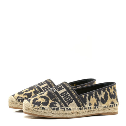 Christian Dior Cotton Embroidered Leopard Print Granville Espadrille 36.5 Natural 3 of 9