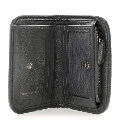 Saint Laurent Crinkled Calfskin Matelasse Monogram Niki Card Holder Black 5 of 8