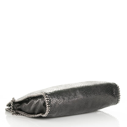 Stella McCartney Metallic Faux Snakeskin Small Falabella Fold Over Tote Black 4 of 8