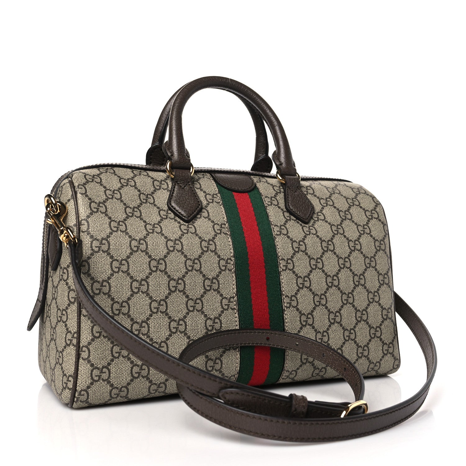 Gucci GG Supreme Monogram Web Medium Ophidia Top Handle Bag Beige Ebony 3 of 10