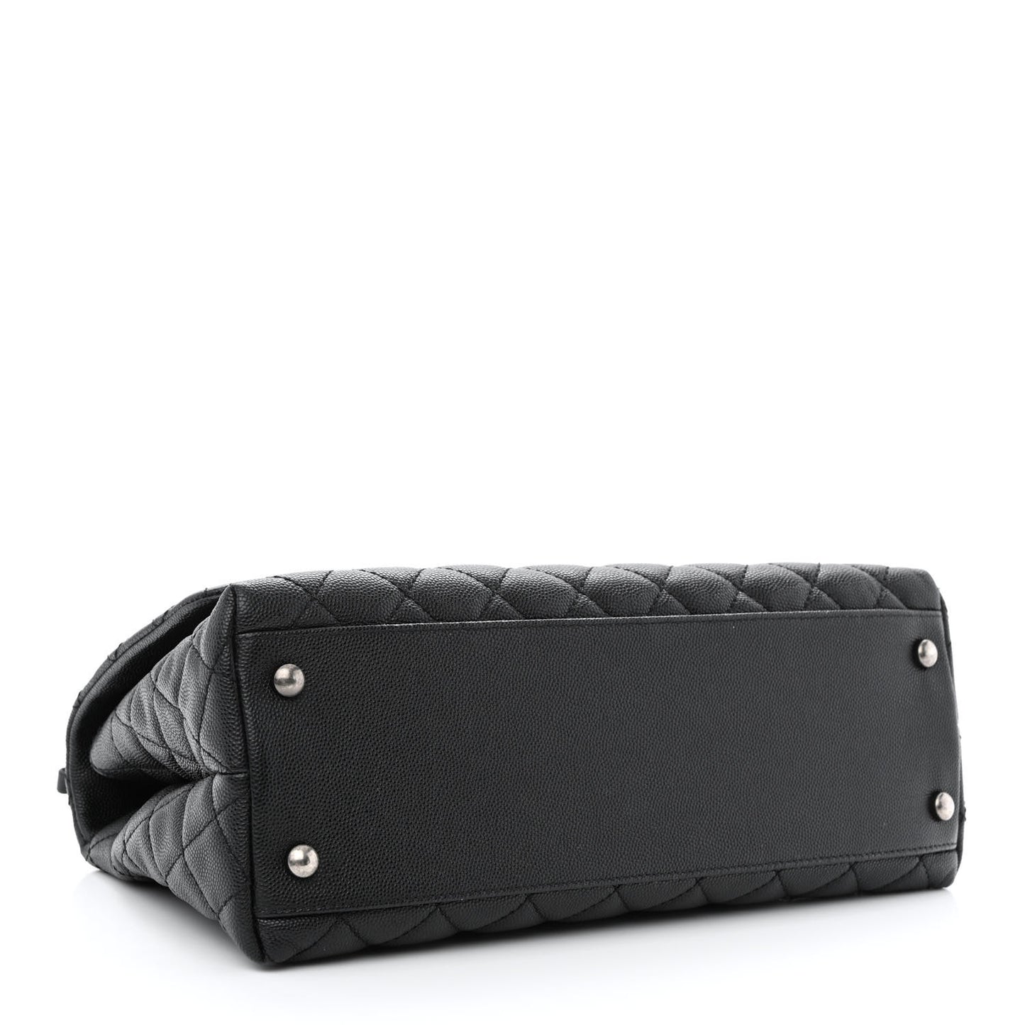 Caviar Lizard Quilted Small Coco Handle Flap Black