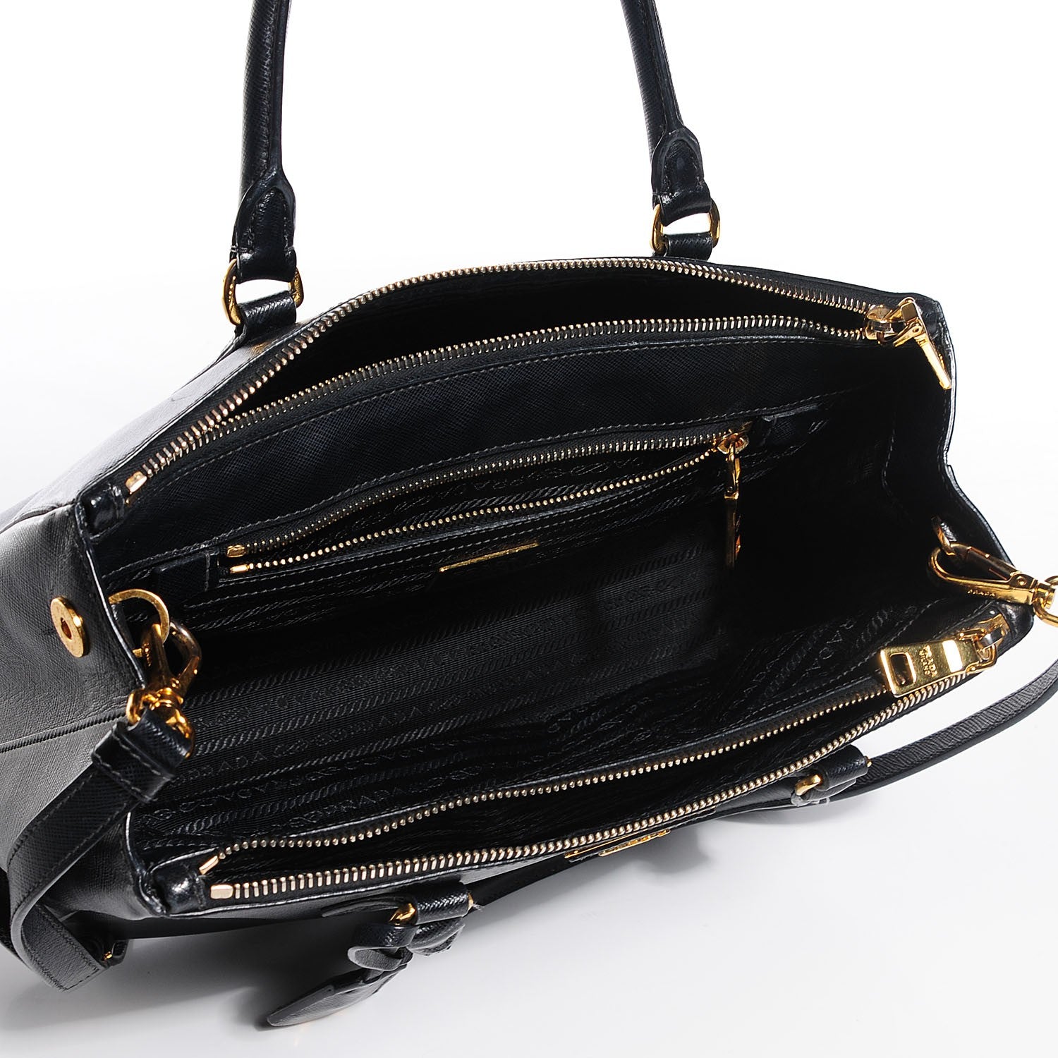 Prada Saffiano Lux Small Double Zip Tote Nero Black 5 of 10