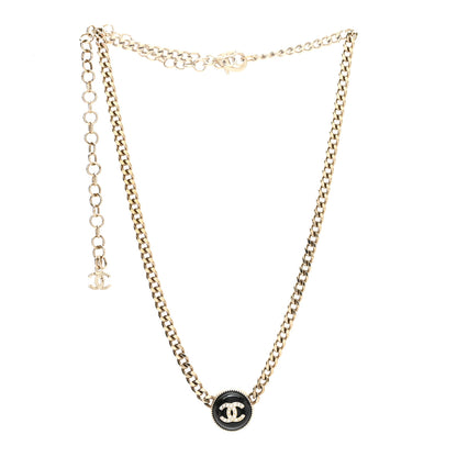 Chanel Crystal Resin CC Chain Link Short Necklace Black Gold 3 of 4