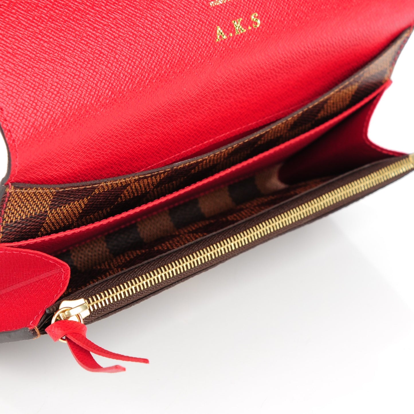 Damier Ebene Emilie Wallet Red