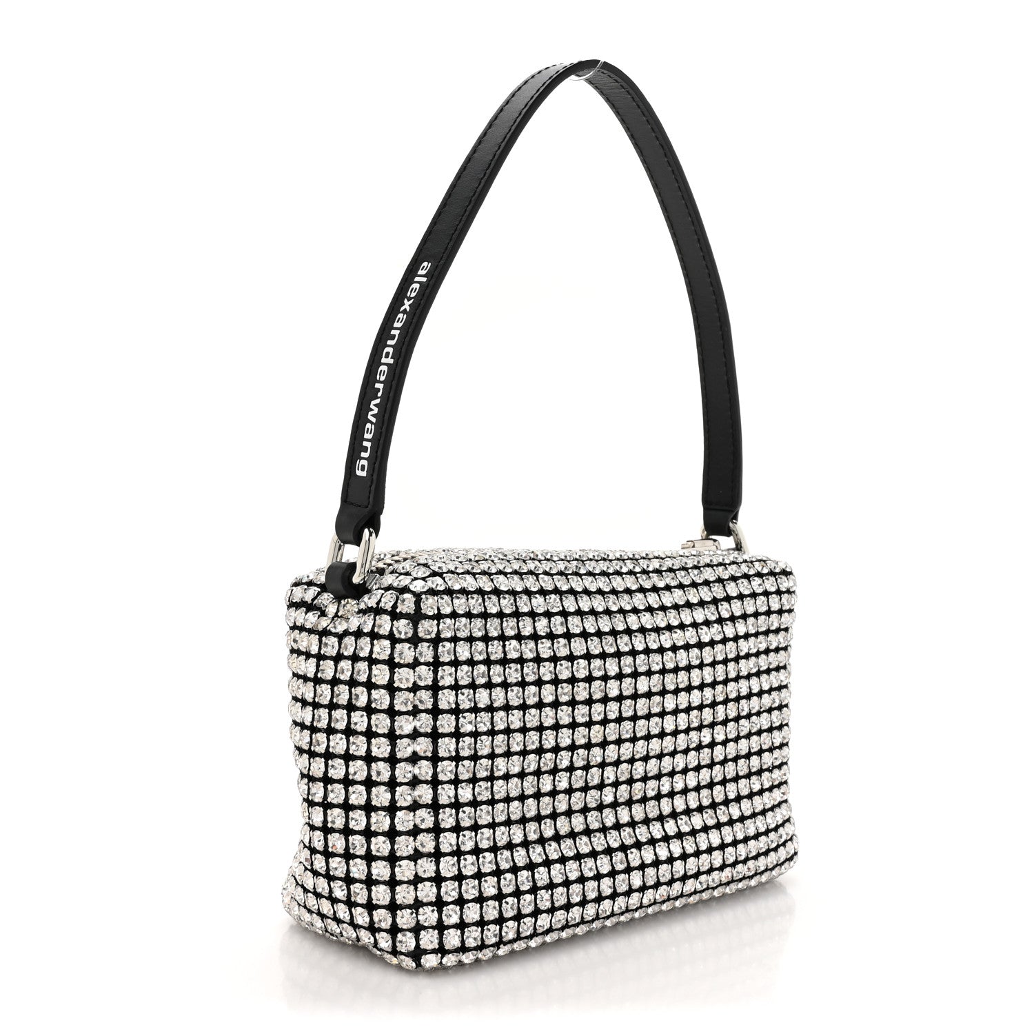 Alexander Wang Mesh Crystal Rhinestone Mini Heiress Pouch Black Silver 3 of 9
