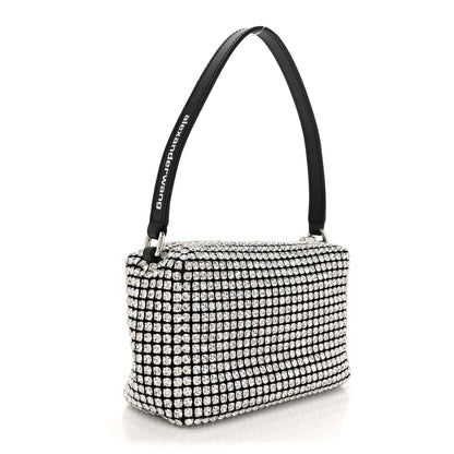 Alexander Wang Mesh Crystal Rhinestone Mini Heiress Pouch Black Silver 3 of 9