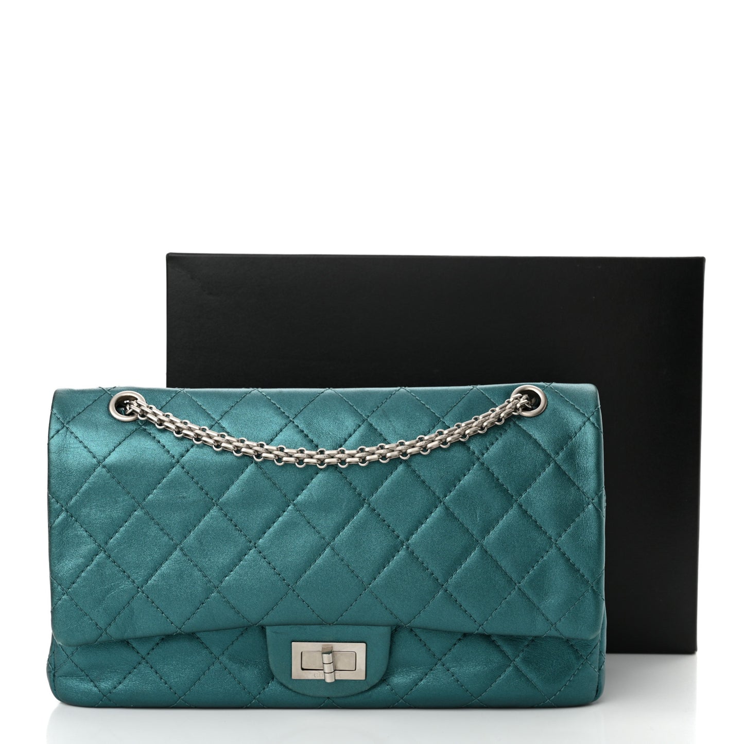 Metallic Calfskin Quilted 2.55 Reissue Flap 227 Turquoise