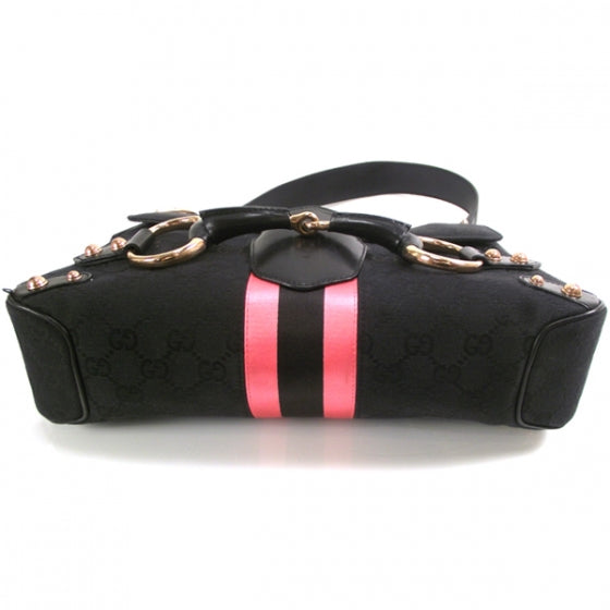 Monogram Horsebit Flap Bag Black/Pink
