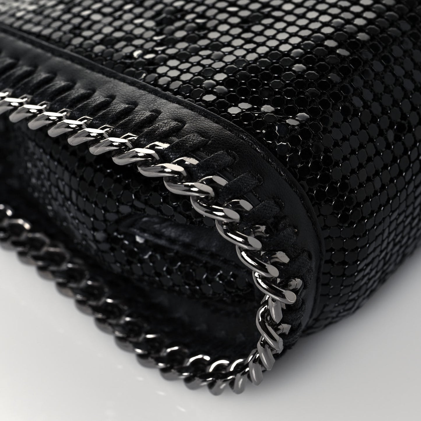 Crystal Stones Tiny Fold Over Falabella Black