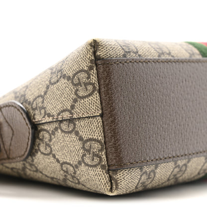 Gucci GG Supreme Monogram Textured Dollar Calfskin Web Small Ophidia Dome Shoulder Bag Beige Ebony New Acero 9 of 12
