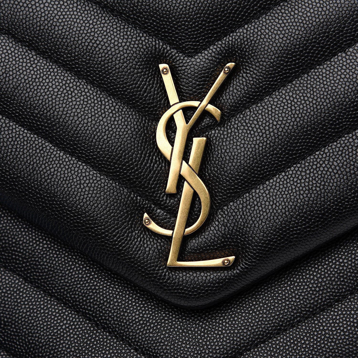 Saint Laurent Grain de Poudre Calfskin Y Quilted Monogram Medium Loulou Chain Satchel Black 7 of 9
