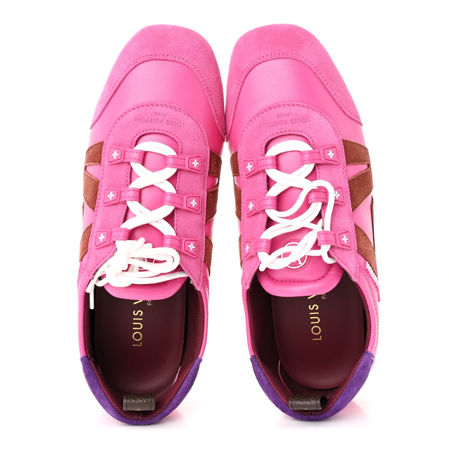 Suede Calfskin LV Sneakerina Sneakers 38 Fuchsia Pink