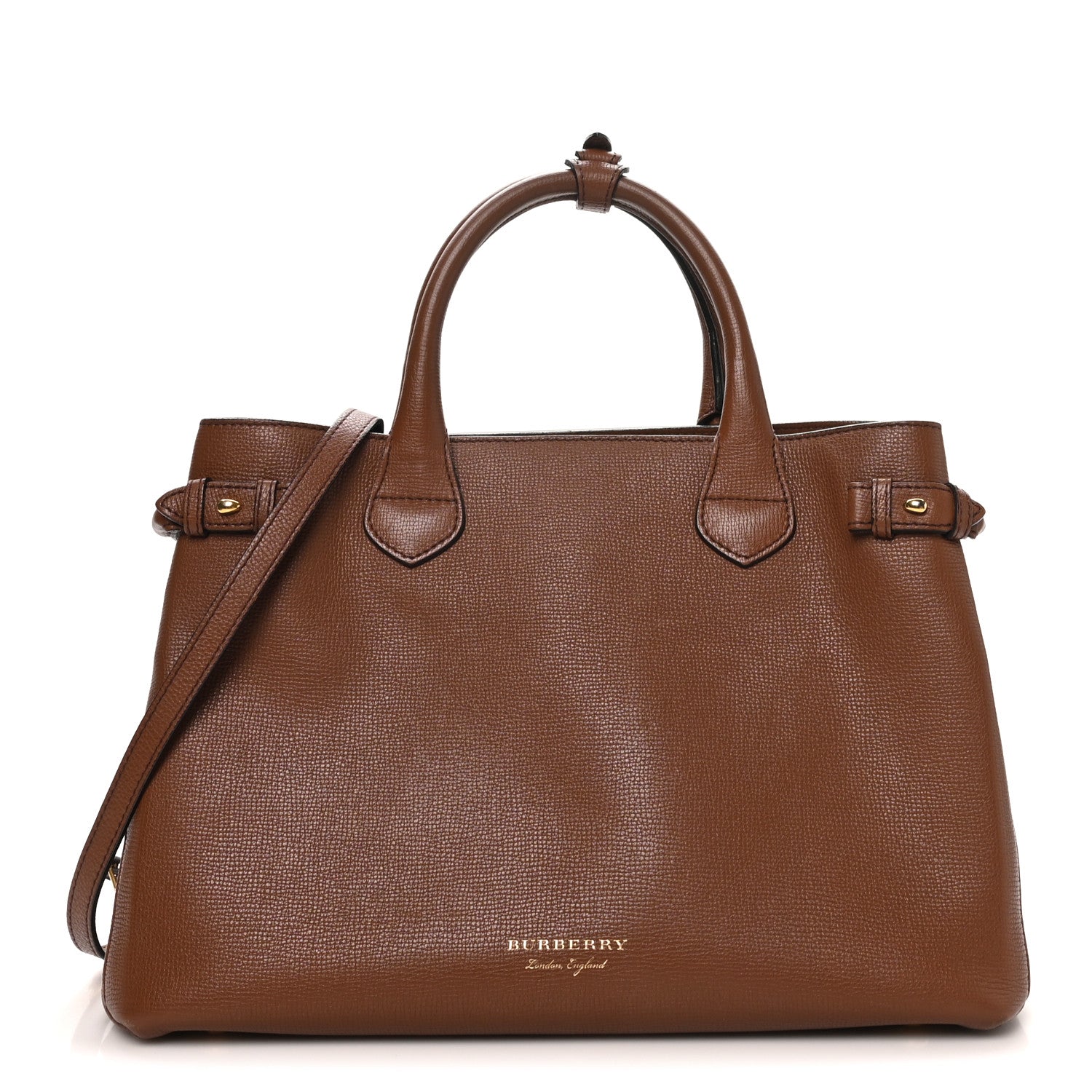Burberry Derby Calfskin House Check Medium Banner Tote Tan 1 of 11